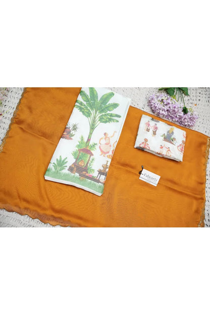 Beautiful South Indian Style Half Saree with Blouse and Dupatta for Women | Onika Kv