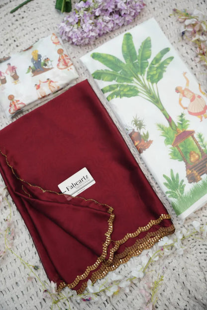 Beautiful South Indian Style Half Saree with Blouse and Dupatta for Women | Onika Kv