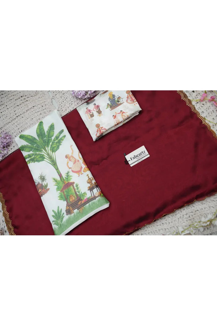Beautiful South Indian Style Half Saree with Blouse and Dupatta for Women | Onika Kv