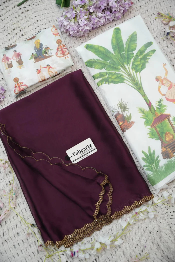 Beautiful South Indian Style Half Saree with Blouse and Dupatta for Women | Onika Kv