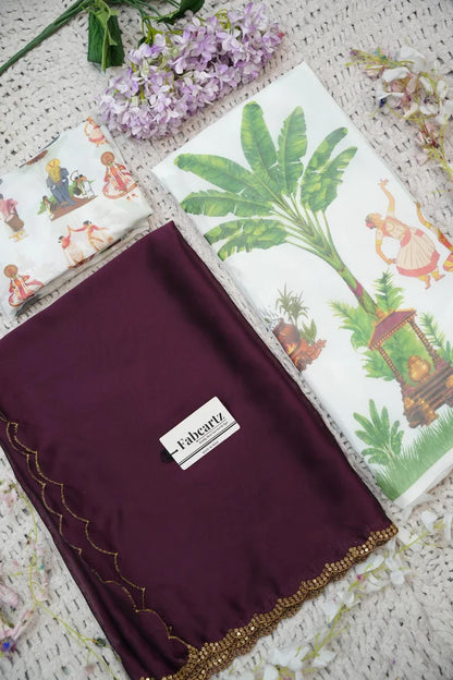 Beautiful South Indian Style Half Saree with Blouse and Dupatta for Women | Onika Kv