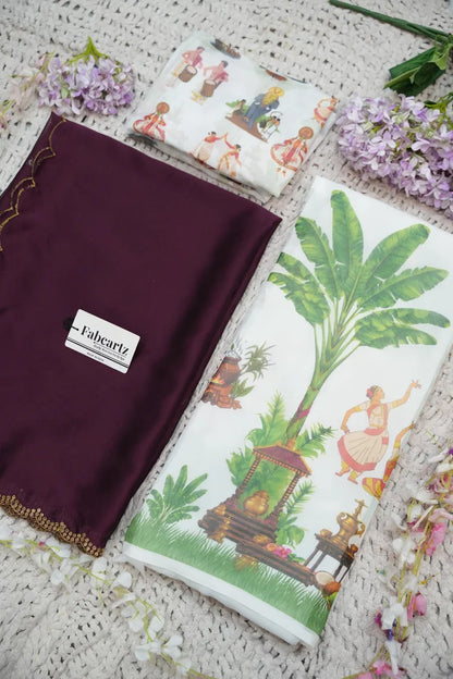 Beautiful South Indian Style Half Saree with Blouse and Dupatta for Women | Onika Kv