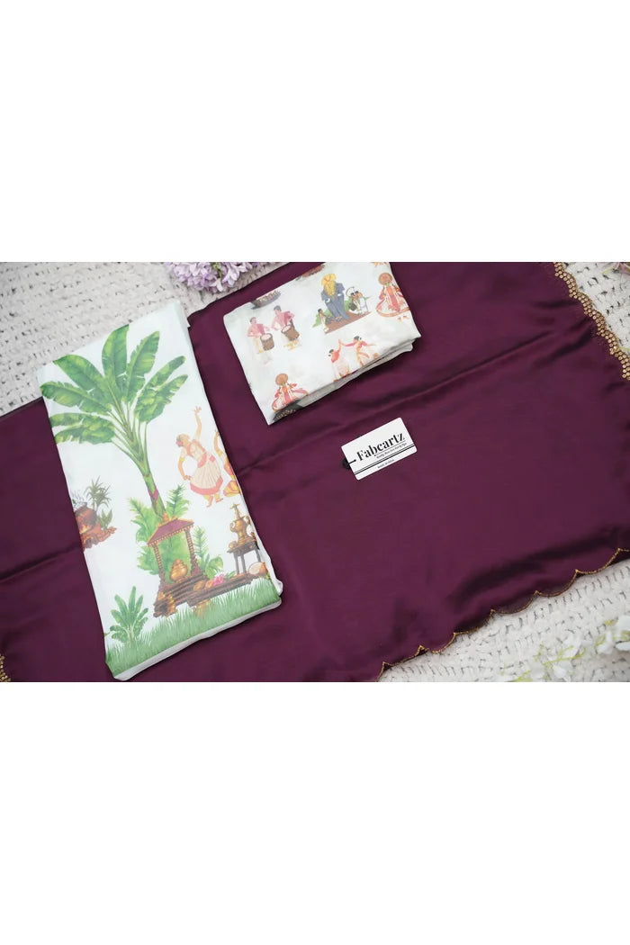 Beautiful South Indian Style Half Saree with Blouse and Dupatta for Women | Onika Kv
