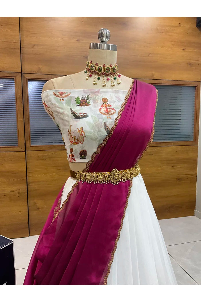 దక్షిణ భారత పండుగ సాంప్రదాయ హాఫ్ చీర (ఛవి) 