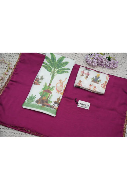 Beautiful South Indian Style Half Saree with Blouse and Dupatta for Women | Onika Kv
