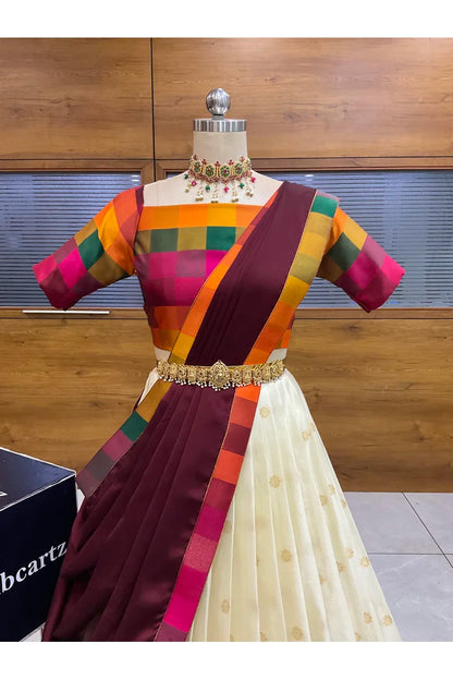 దక్షిణ భారత పండుగ సాంప్రదాయ హాఫ్ చీర (ఛవి) 