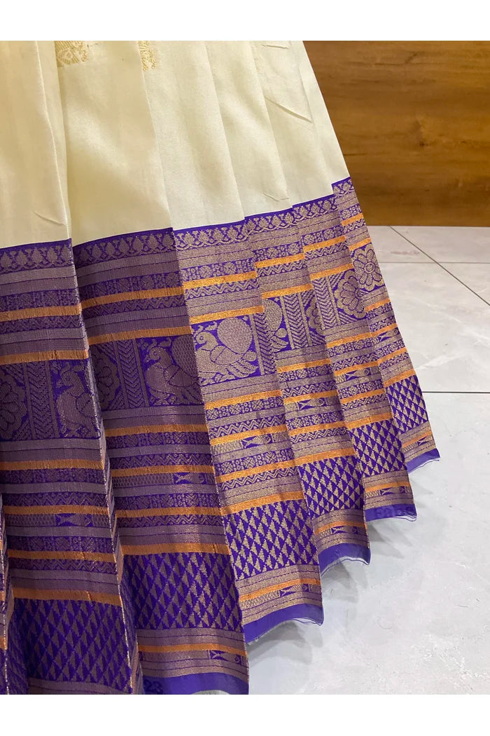 Beautiful South Indian Style Half Saree with Blouse and Dupatta for Women | Stylista
