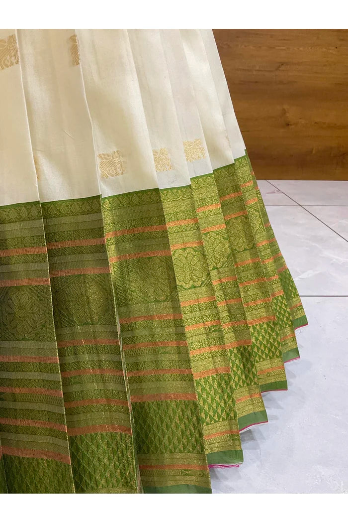 Beautiful South Indian Style Half Saree with Blouse and Dupatta for Women | Stylista