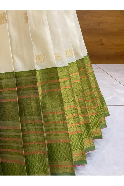 Beautiful South Indian Style Half Saree with Blouse and Dupatta for Women | Stylista