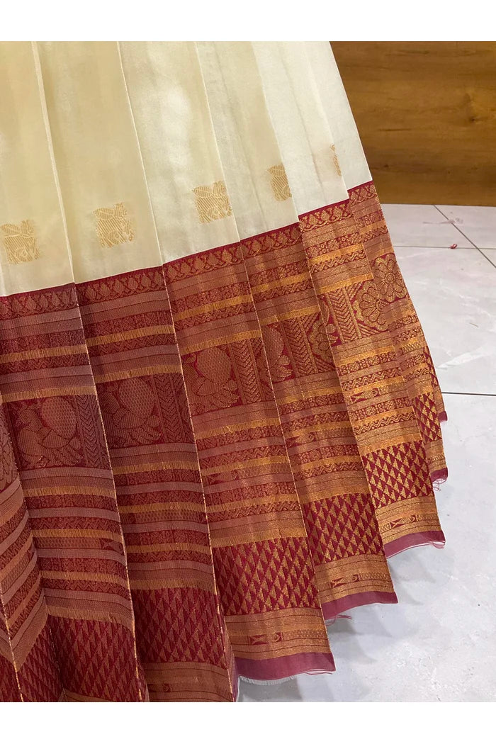 Beautiful South Indian Style Half Saree with Blouse and Dupatta for Women | Stylista