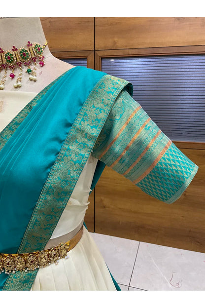 Beautiful South Indian Style Half Saree with Blouse and Dupatta for Women | Stylista