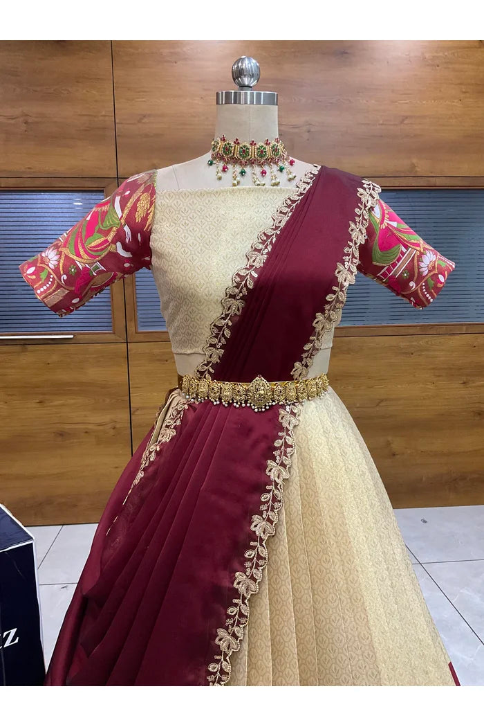 దక్షిణ భారత పండుగ సాంప్రదాయ హాఫ్ చీర (ఛవి) 