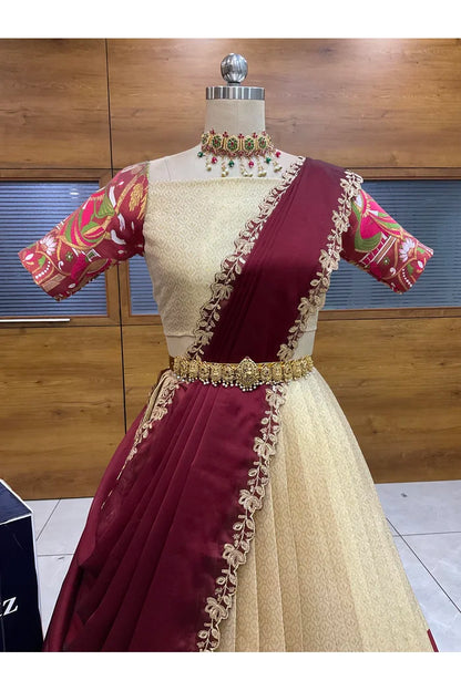 దక్షిణ భారత పండుగ సాంప్రదాయ హాఫ్ చీర (ఛవి) 