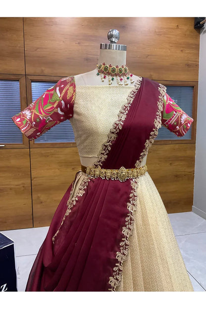 దక్షిణ భారత పండుగ సాంప్రదాయ హాఫ్ చీర (ఛవి) 