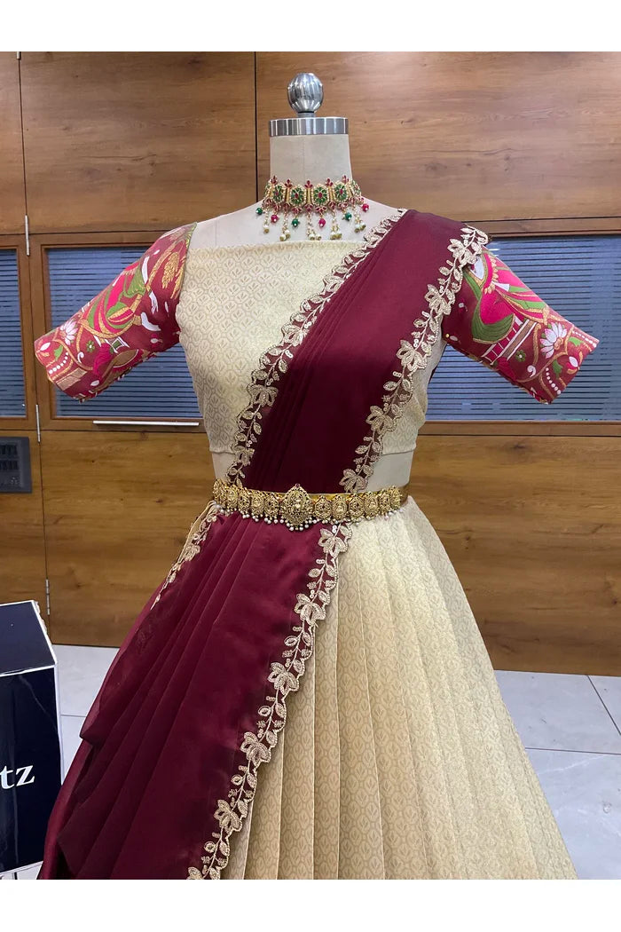 దక్షిణ భారత పండుగ సాంప్రదాయ హాఫ్ చీర (ఛవి) 