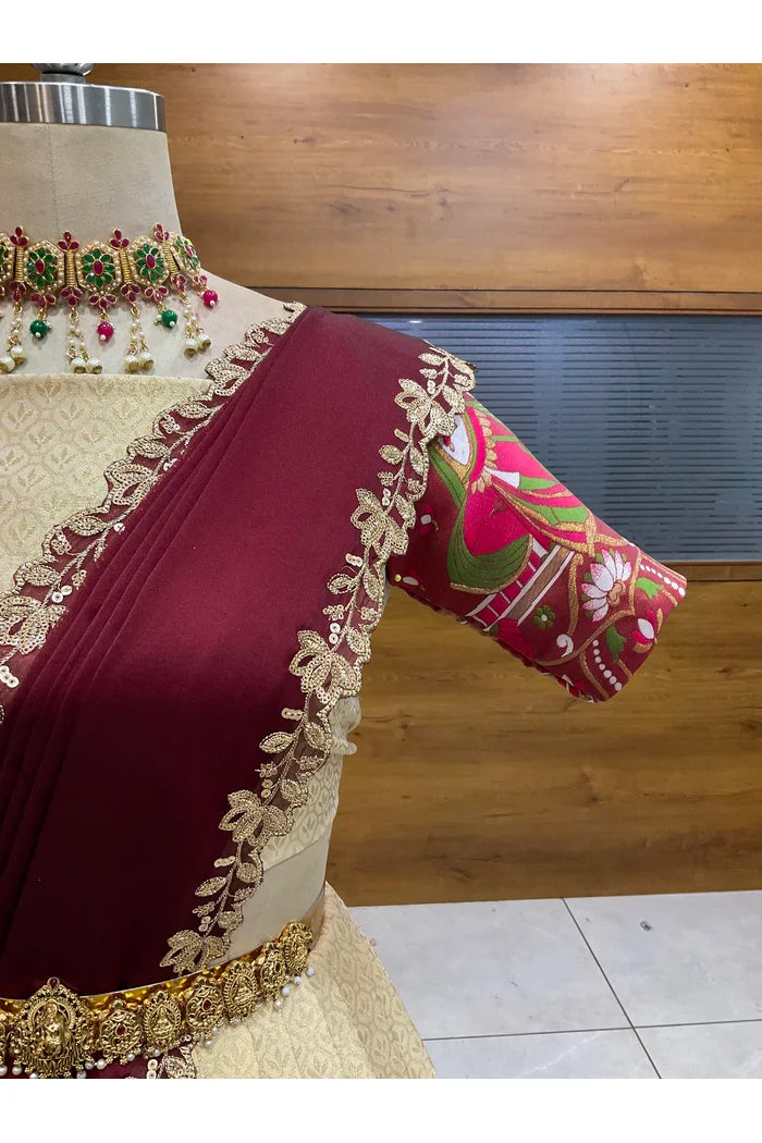 దక్షిణ భారత పండుగ సాంప్రదాయ హాఫ్ చీర (ఛవి) 