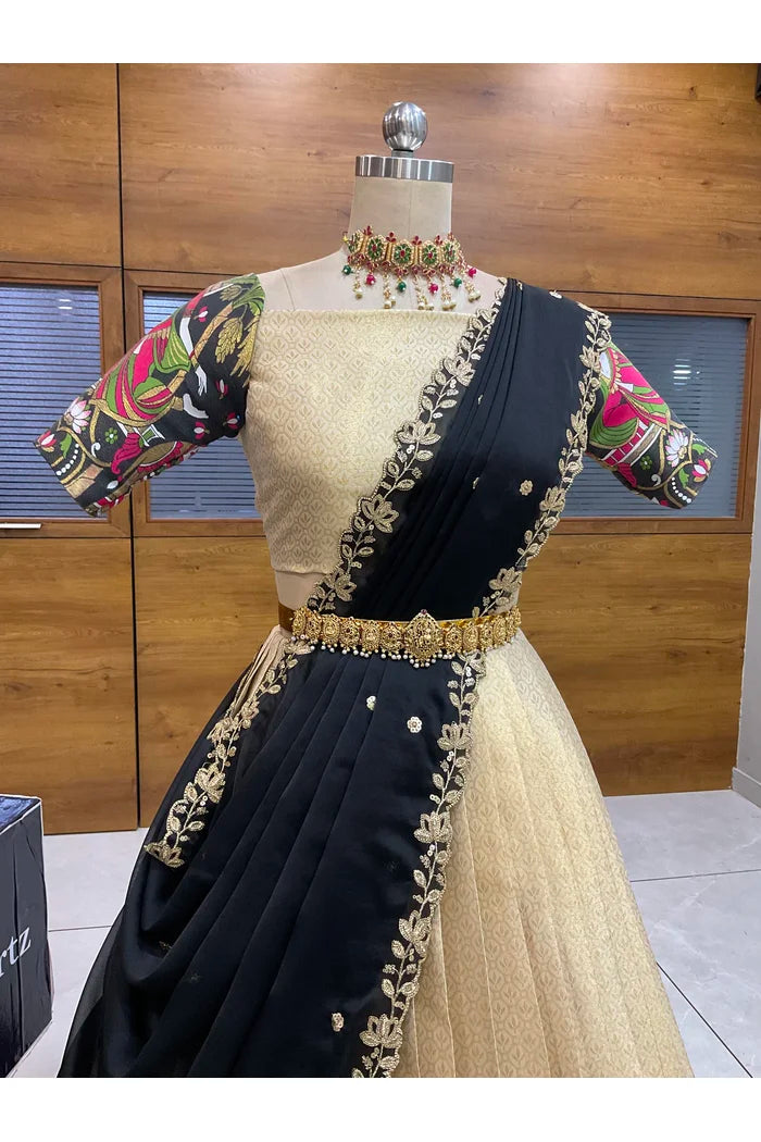 దక్షిణ భారత పండుగ సాంప్రదాయ హాఫ్ చీర (ఛవి) 