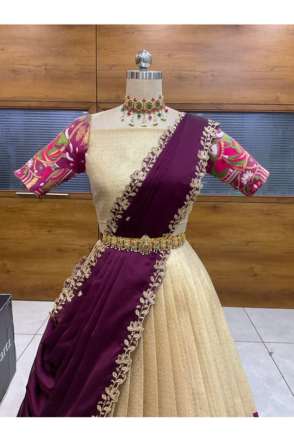 దక్షిణ భారత పండుగ సాంప్రదాయ హాఫ్ చీర (ఛవి) 
