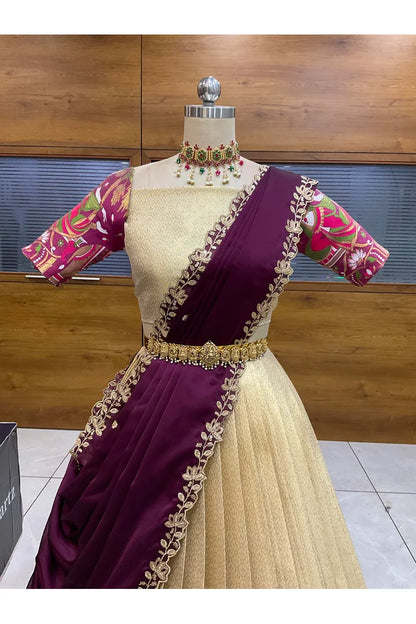 దక్షిణ భారత పండుగ సాంప్రదాయ హాఫ్ చీర (ఛవి) 