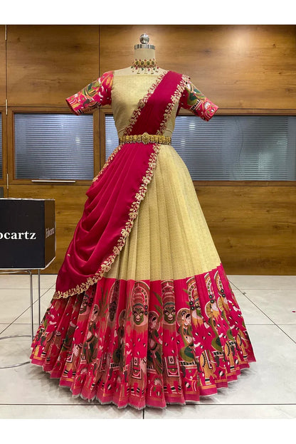 దక్షిణ భారత పండుగ సాంప్రదాయ హాఫ్ చీర (ఛవి) 