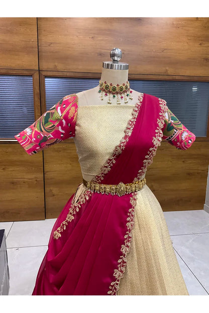 దక్షిణ భారత పండుగ సాంప్రదాయ హాఫ్ చీర (ఛవి) 