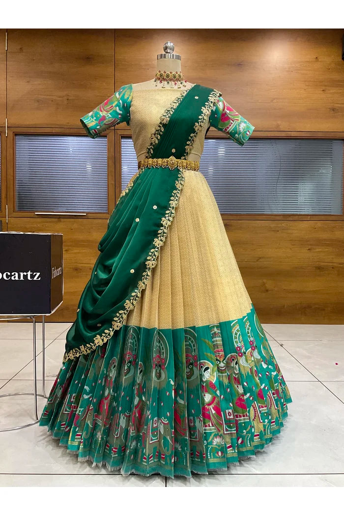 దక్షిణ భారత పండుగ సాంప్రదాయ హాఫ్ చీర (ఛవి) 