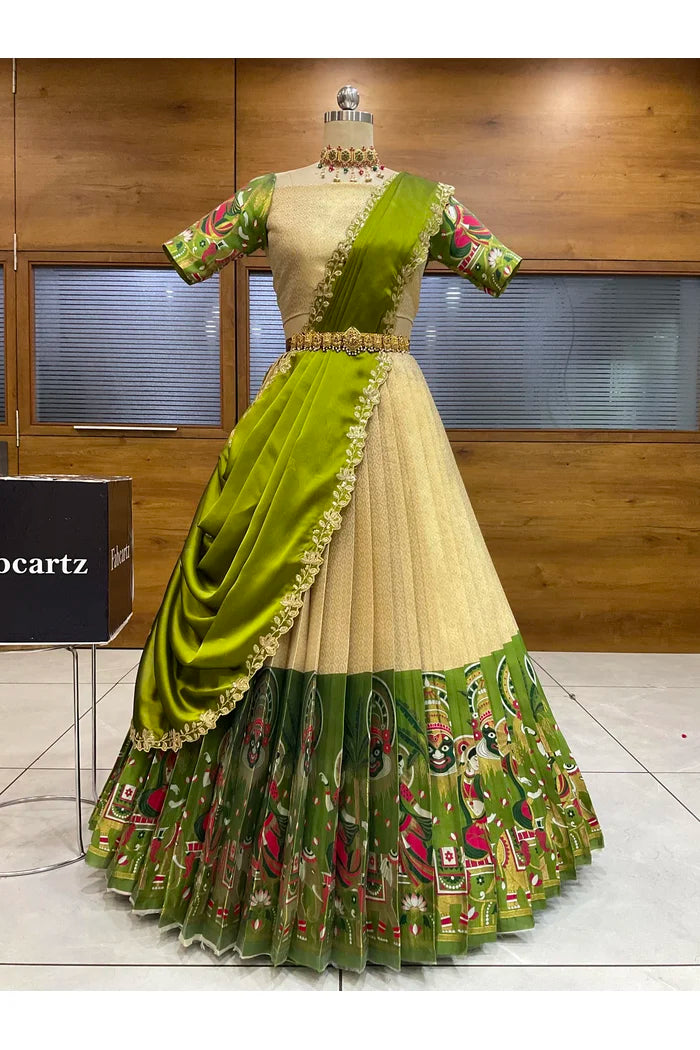 దక్షిణ భారత పండుగ సాంప్రదాయ హాఫ్ చీర (ఛవి) 
