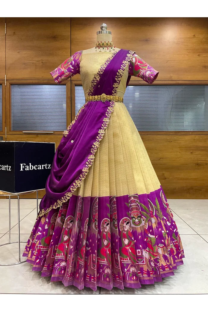 దక్షిణ భారత పండుగ సాంప్రదాయ హాఫ్ చీర (ఛవి) 