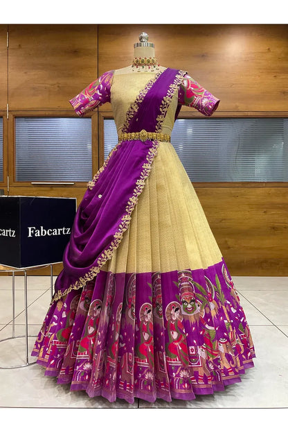 దక్షిణ భారత పండుగ సాంప్రదాయ హాఫ్ చీర (ఛవి) 