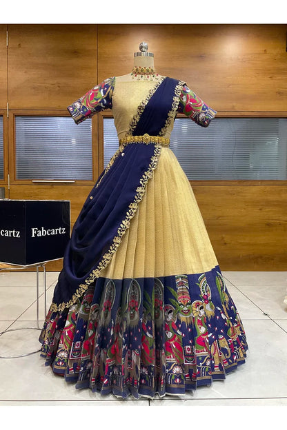 దక్షిణ భారత పండుగ సాంప్రదాయ హాఫ్ చీర (ఛవి) 
