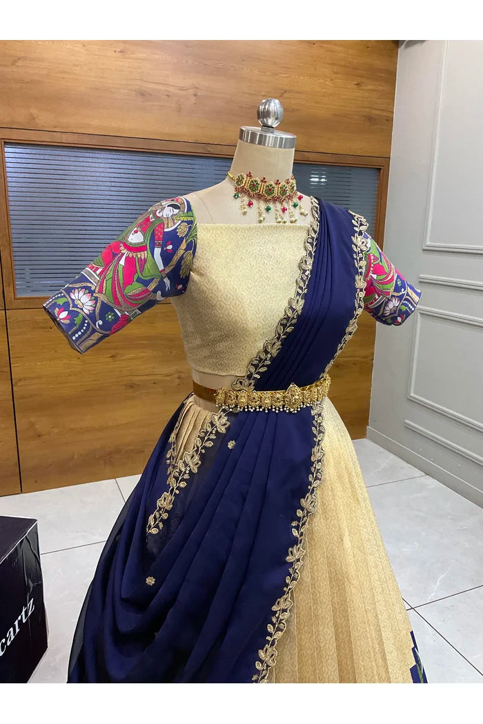 దక్షిణ భారత పండుగ సాంప్రదాయ హాఫ్ చీర (ఛవి) 