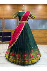 Beautiful South Indian Style Half Saree with Blouse and Dupatta for Women | Ruhana