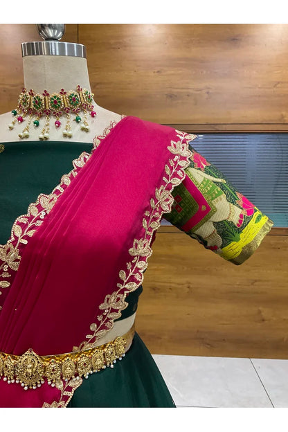 Beautiful South Indian Style Half Saree with Blouse and Dupatta for Women | Ruhana