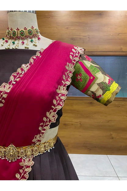Beautiful South Indian Style Half Saree with Blouse and Dupatta for Women | Ruhana
