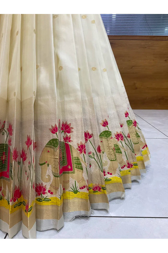 Beautiful South Indian Style Half Saree with Blouse and Dupatta for Women | Ruhana