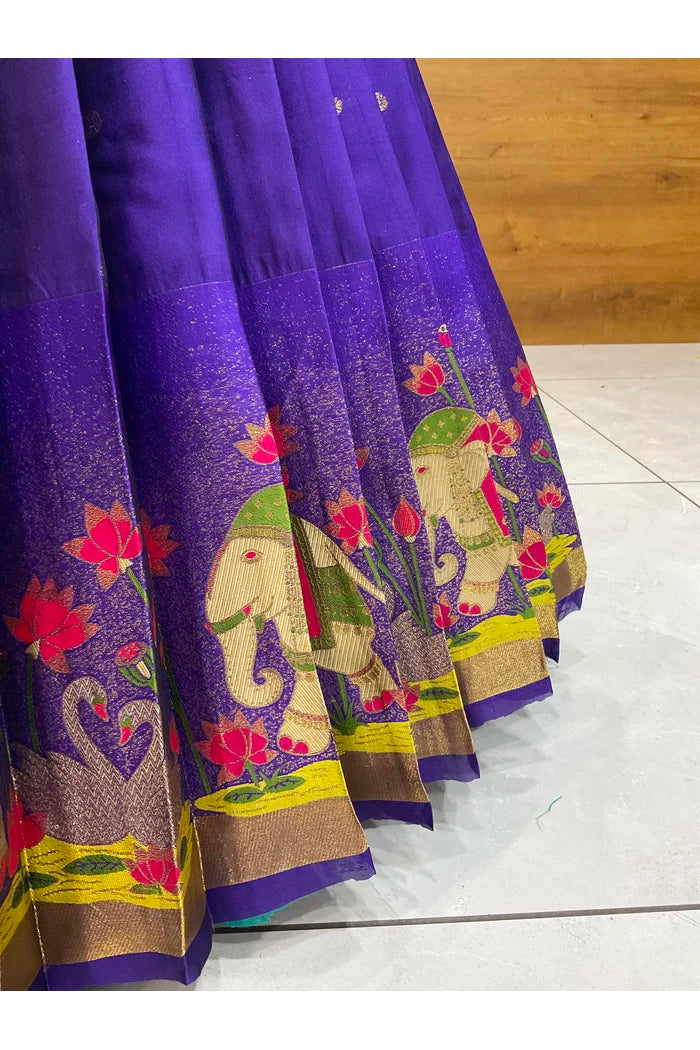 Beautiful South Indian Style Half Saree with Blouse and Dupatta for Women | Ruhana