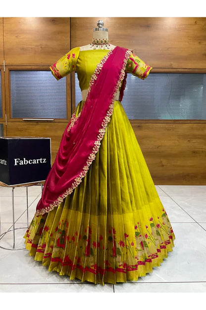 Beautiful South Indian Style Half Saree with Blouse and Dupatta for Women | Ruhana