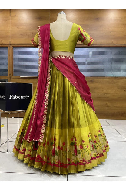 Beautiful South Indian Style Half Saree with Blouse and Dupatta for Women | Ruhana