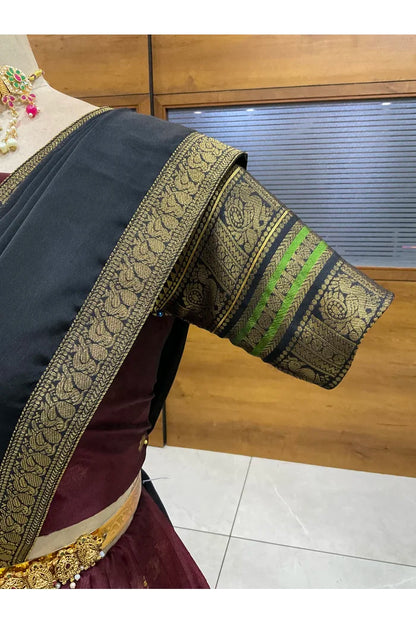 Beautiful South Indian Style Semi-Stitched Half Saree with Blouse and Dupatta for Women | Regal
