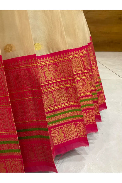 Beautiful South Indian Style Semi-Stitched Half Saree with Blouse and Dupatta for Women | Regal