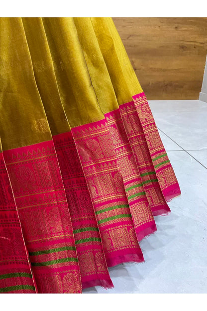 Beautiful South Indian Style Semi-Stitched Half Saree with Blouse and Dupatta for Women | Regal