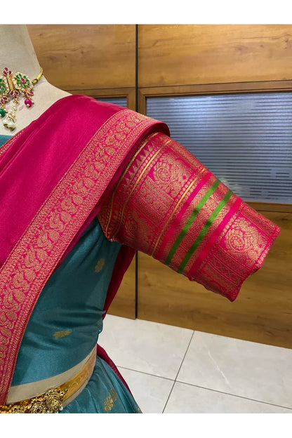 Beautiful South Indian Style Semi-Stitched Half Saree with Blouse and Dupatta for Women | Regal