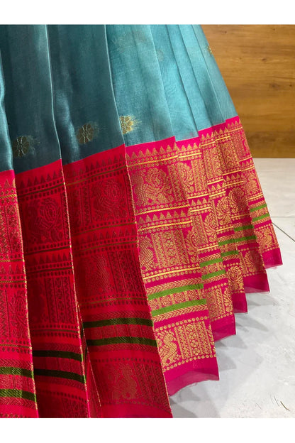 Beautiful South Indian Style Semi-Stitched Half Saree with Blouse and Dupatta for Women | Regal