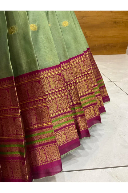 Beautiful South Indian Style Semi-Stitched Half Saree with Blouse and Dupatta for Women | Regal