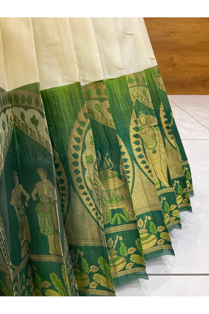 Beautiful South Indian Style Semi-Stitched Half Saree with Blouse and Dupatta for Women | Nilkanth