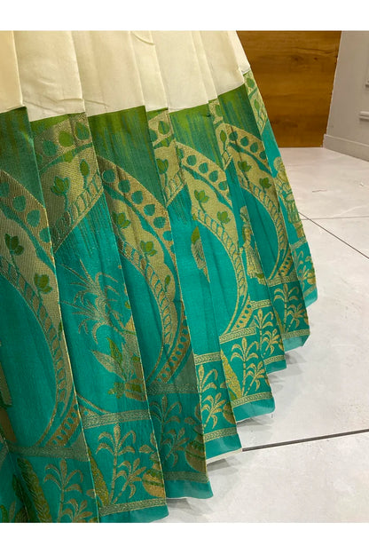 Beautiful South Indian Style Semi-Stitched Half Saree with Blouse and Dupatta for Women | Nilkanth