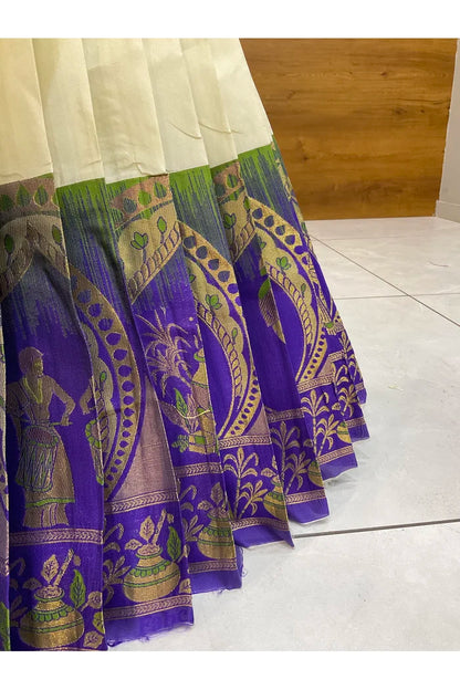 Beautiful South Indian Style Semi-Stitched Half Saree with Blouse and Dupatta for Women | Nilkanth