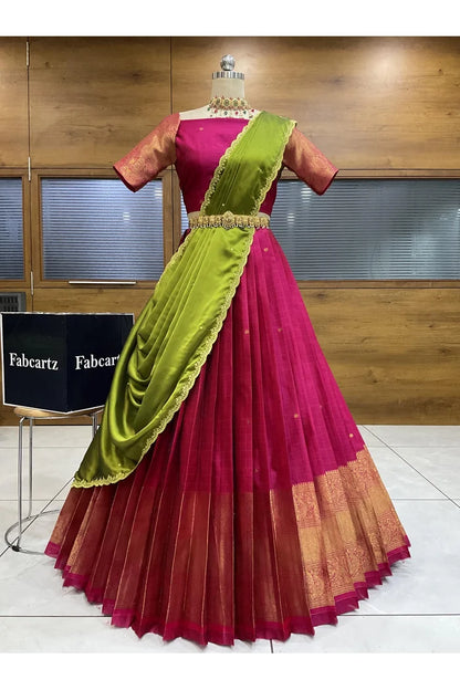 దక్షిణ భారత పండుగ సాంప్రదాయ హాఫ్ చీర (ఛవి) 