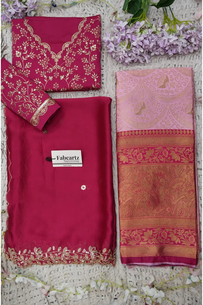 Beautiful South Indian Style Half Saree with Blouse and Dupatta for Women | Rudhira