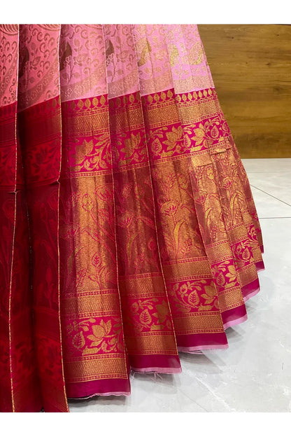 Beautiful South Indian Style Half Saree with Blouse and Dupatta for Women | Rudhira